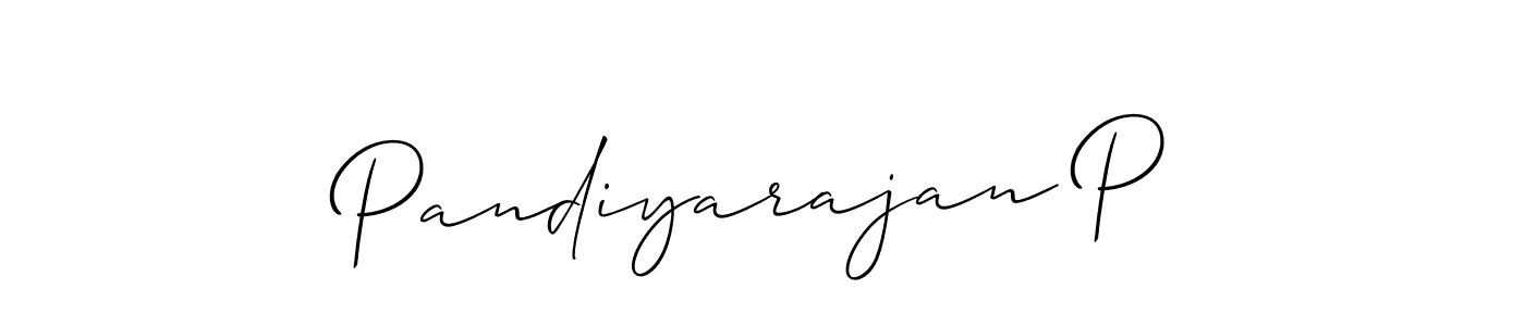 Design your own signature with our free online signature maker. With this signature software, you can create a handwritten (Allison_Script) signature for name Pandiyarajan P. Pandiyarajan P signature style 2 images and pictures png