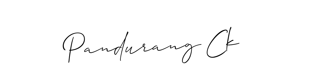 The best way (Allison_Script) to make a short signature is to pick only two or three words in your name. The name Pandurang Ck include a total of six letters. For converting this name. Pandurang Ck signature style 2 images and pictures png
