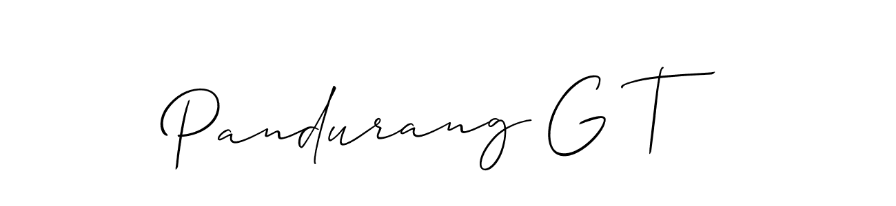 Make a beautiful signature design for name Pandurang G T. With this signature (Allison_Script) style, you can create a handwritten signature for free. Pandurang G T signature style 2 images and pictures png