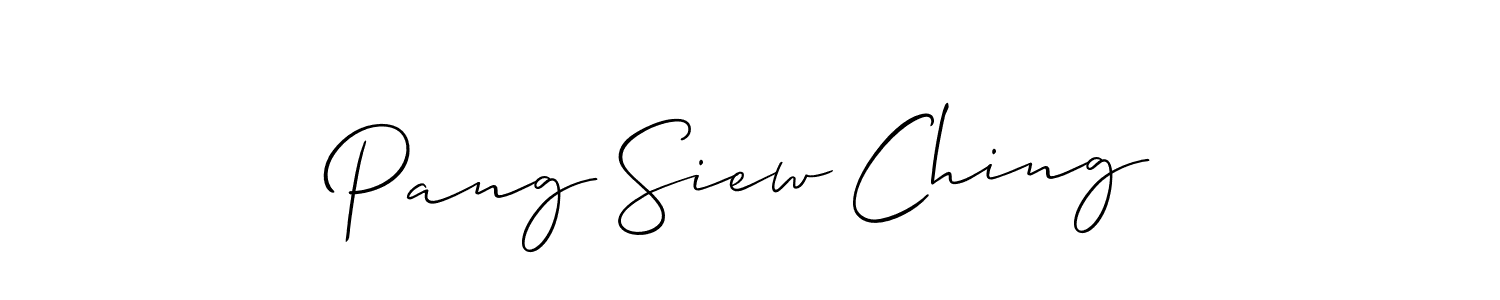 Similarly Allison_Script is the best handwritten signature design. Signature creator online .You can use it as an online autograph creator for name Pang Siew Ching. Pang Siew Ching signature style 2 images and pictures png