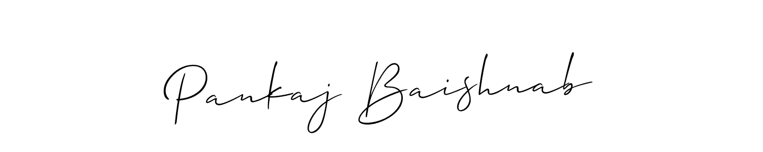 Create a beautiful signature design for name Pankaj Baishnab. With this signature (Allison_Script) fonts, you can make a handwritten signature for free. Pankaj Baishnab signature style 2 images and pictures png