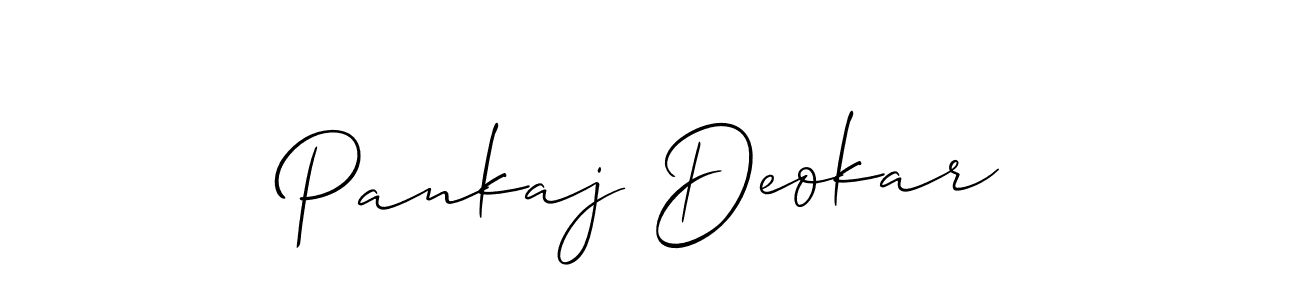 Allison_Script is a professional signature style that is perfect for those who want to add a touch of class to their signature. It is also a great choice for those who want to make their signature more unique. Get Pankaj Deokar name to fancy signature for free. Pankaj Deokar signature style 2 images and pictures png