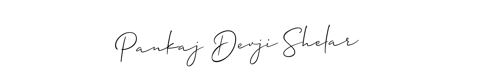 Create a beautiful signature design for name Pankaj Devji Shelar. With this signature (Allison_Script) fonts, you can make a handwritten signature for free. Pankaj Devji Shelar signature style 2 images and pictures png