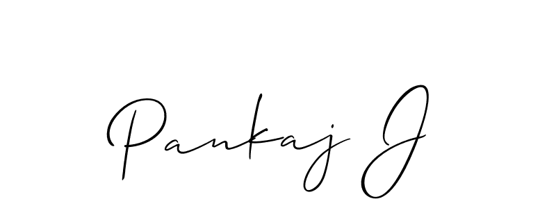 It looks lik you need a new signature style for name Pankaj J. Design unique handwritten (Allison_Script) signature with our free signature maker in just a few clicks. Pankaj J signature style 2 images and pictures png