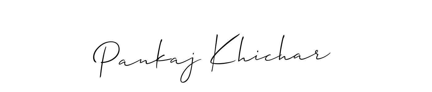 You should practise on your own different ways (Allison_Script) to write your name (Pankaj Khichar) in signature. don't let someone else do it for you. Pankaj Khichar signature style 2 images and pictures png