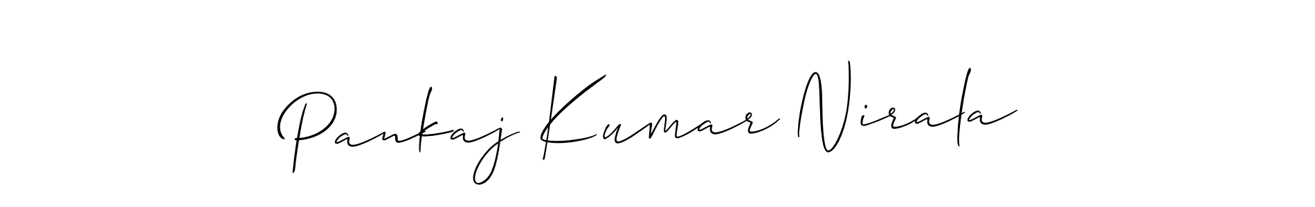 The best way (Allison_Script) to make a short signature is to pick only two or three words in your name. The name Pankaj Kumar Nirala include a total of six letters. For converting this name. Pankaj Kumar Nirala signature style 2 images and pictures png