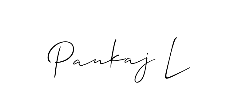 Also You can easily find your signature by using the search form. We will create Pankaj L name handwritten signature images for you free of cost using Allison_Script sign style. Pankaj L signature style 2 images and pictures png