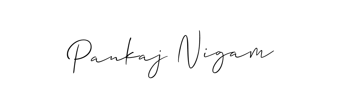 Pankaj Nigam stylish signature style. Best Handwritten Sign (Allison_Script) for my name. Handwritten Signature Collection Ideas for my name Pankaj Nigam. Pankaj Nigam signature style 2 images and pictures png