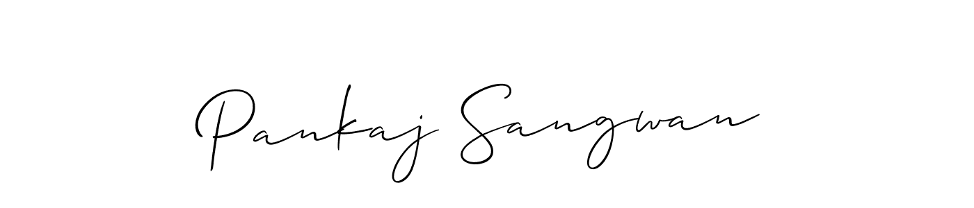 How to make Pankaj Sangwan name signature. Use Allison_Script style for creating short signs online. This is the latest handwritten sign. Pankaj Sangwan signature style 2 images and pictures png