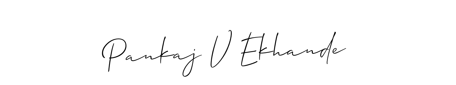 if you are searching for the best signature style for your name Pankaj V Ekhande. so please give up your signature search. here we have designed multiple signature styles  using Allison_Script. Pankaj V Ekhande signature style 2 images and pictures png