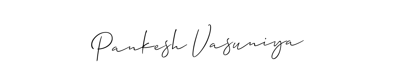 Create a beautiful signature design for name Pankesh Vasuniya. With this signature (Allison_Script) fonts, you can make a handwritten signature for free. Pankesh Vasuniya signature style 2 images and pictures png