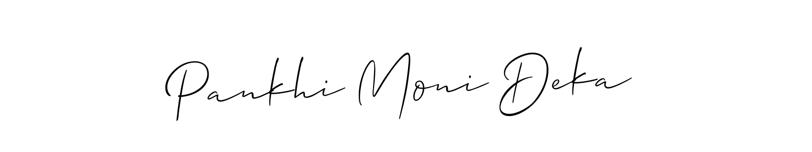 It looks lik you need a new signature style for name Pankhi Moni Deka. Design unique handwritten (Allison_Script) signature with our free signature maker in just a few clicks. Pankhi Moni Deka signature style 2 images and pictures png