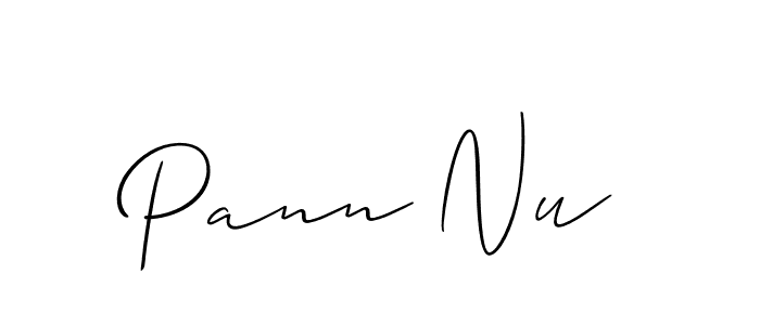 Use a signature maker to create a handwritten signature online. With this signature software, you can design (Allison_Script) your own signature for name Pann Nu. Pann Nu signature style 2 images and pictures png