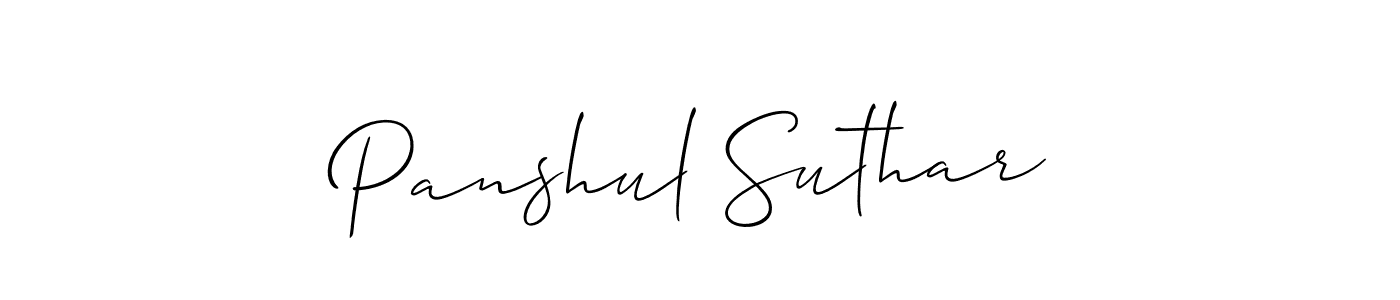 You should practise on your own different ways (Allison_Script) to write your name (Panshul Suthar) in signature. don't let someone else do it for you. Panshul Suthar signature style 2 images and pictures png