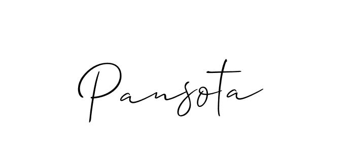 It looks lik you need a new signature style for name Pansota. Design unique handwritten (Allison_Script) signature with our free signature maker in just a few clicks. Pansota signature style 2 images and pictures png