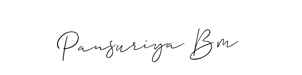 Use a signature maker to create a handwritten signature online. With this signature software, you can design (Allison_Script) your own signature for name Pansuriya Bm. Pansuriya Bm signature style 2 images and pictures png