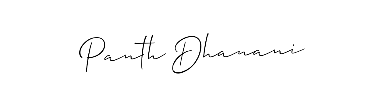 You should practise on your own different ways (Allison_Script) to write your name (Panth Dhanani) in signature. don't let someone else do it for you. Panth Dhanani signature style 2 images and pictures png