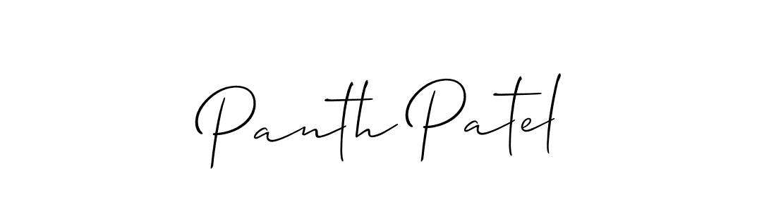 Make a beautiful signature design for name Panth Patel. With this signature (Allison_Script) style, you can create a handwritten signature for free. Panth Patel signature style 2 images and pictures png