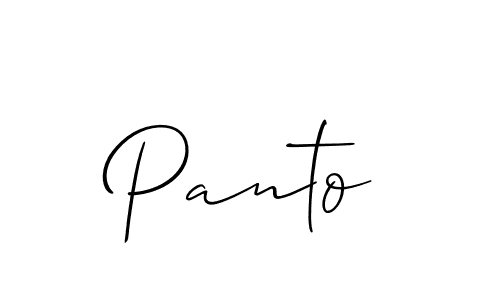 Create a beautiful signature design for name Panto. With this signature (Allison_Script) fonts, you can make a handwritten signature for free. Panto signature style 2 images and pictures png