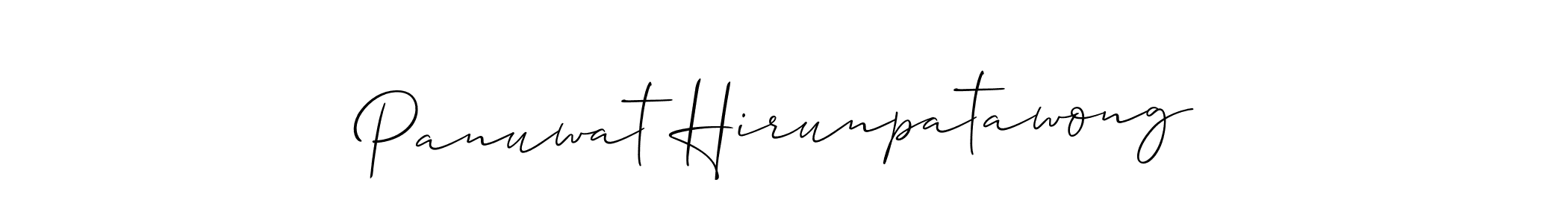 How to make Panuwat Hirunpatawong name signature. Use Allison_Script style for creating short signs online. This is the latest handwritten sign. Panuwat Hirunpatawong signature style 2 images and pictures png