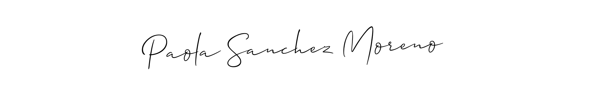 This is the best signature style for the Paola Sanchez Moreno name. Also you like these signature font (Allison_Script). Mix name signature. Paola Sanchez Moreno signature style 2 images and pictures png