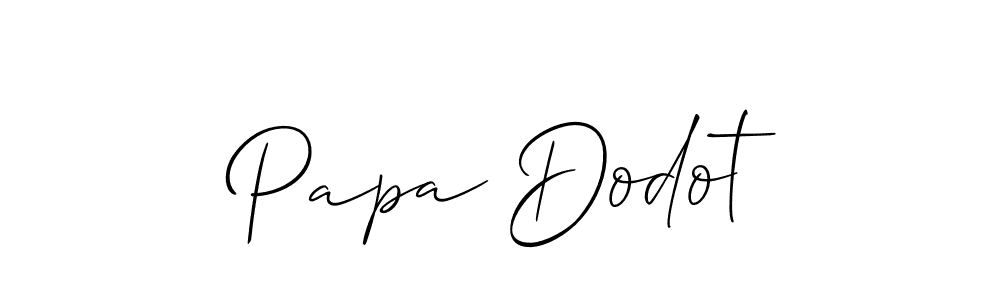 Also You can easily find your signature by using the search form. We will create Papa Dodot name handwritten signature images for you free of cost using Allison_Script sign style. Papa Dodot signature style 2 images and pictures png