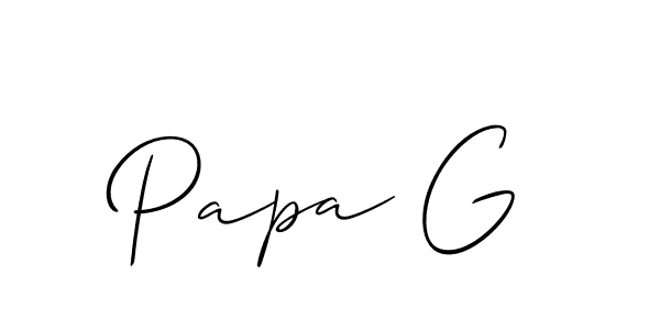 Design your own signature with our free online signature maker. With this signature software, you can create a handwritten (Allison_Script) signature for name Papa G. Papa G signature style 2 images and pictures png