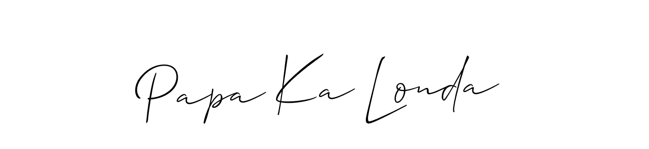 if you are searching for the best signature style for your name Papa Ka Londa. so please give up your signature search. here we have designed multiple signature styles  using Allison_Script. Papa Ka Londa signature style 2 images and pictures png