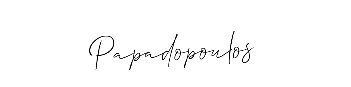 Create a beautiful signature design for name Papadopoulos. With this signature (Allison_Script) fonts, you can make a handwritten signature for free. Papadopoulos signature style 2 images and pictures png