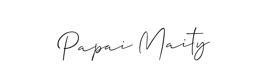 Use a signature maker to create a handwritten signature online. With this signature software, you can design (Allison_Script) your own signature for name Papai Maity. Papai Maity signature style 2 images and pictures png