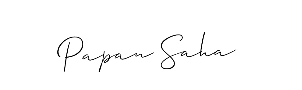 Allison_Script is a professional signature style that is perfect for those who want to add a touch of class to their signature. It is also a great choice for those who want to make their signature more unique. Get Papan Saha name to fancy signature for free. Papan Saha signature style 2 images and pictures png