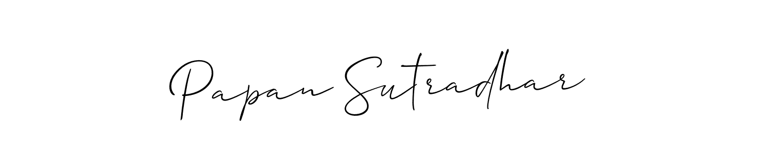 The best way (Allison_Script) to make a short signature is to pick only two or three words in your name. The name Papan Sutradhar include a total of six letters. For converting this name. Papan Sutradhar signature style 2 images and pictures png