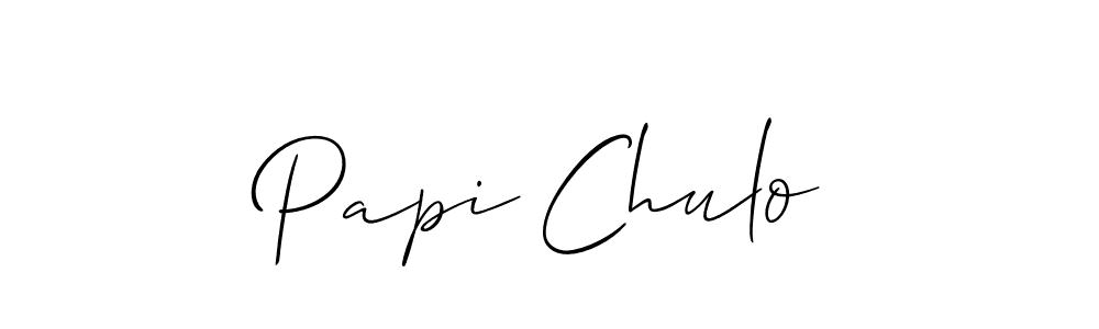 if you are searching for the best signature style for your name Papi Chulo. so please give up your signature search. here we have designed multiple signature styles  using Allison_Script. Papi Chulo signature style 2 images and pictures png