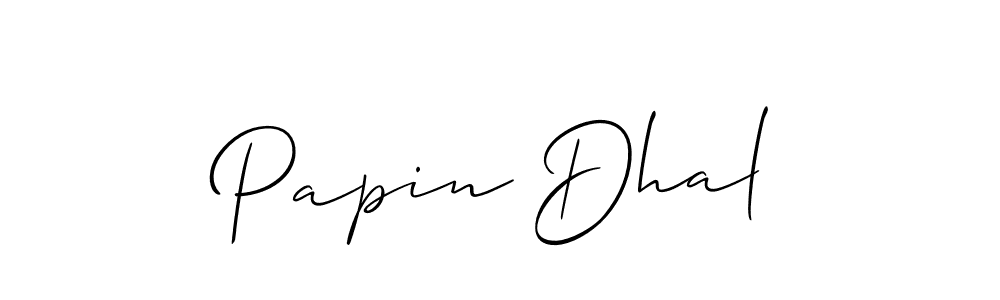 Use a signature maker to create a handwritten signature online. With this signature software, you can design (Allison_Script) your own signature for name Papin Dhal. Papin Dhal signature style 2 images and pictures png