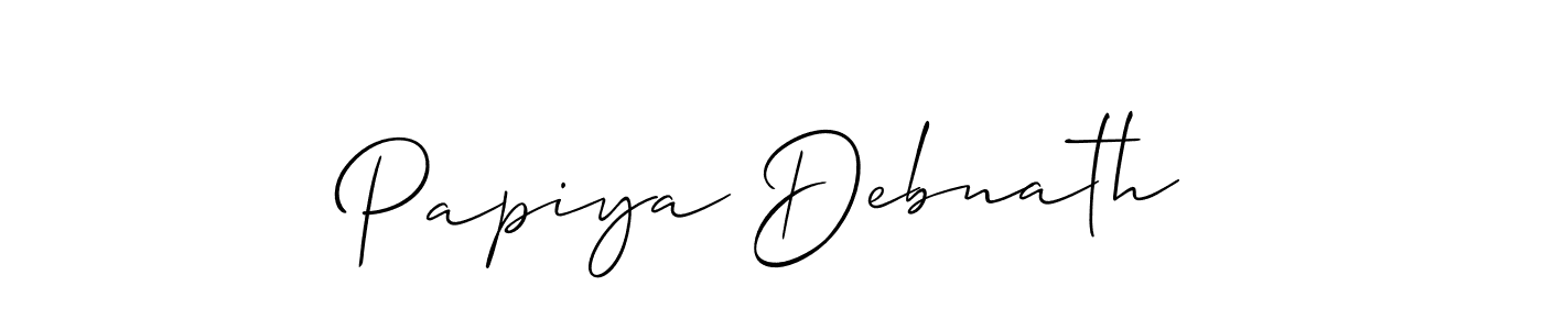 Papiya Debnath stylish signature style. Best Handwritten Sign (Allison_Script) for my name. Handwritten Signature Collection Ideas for my name Papiya Debnath. Papiya Debnath signature style 2 images and pictures png
