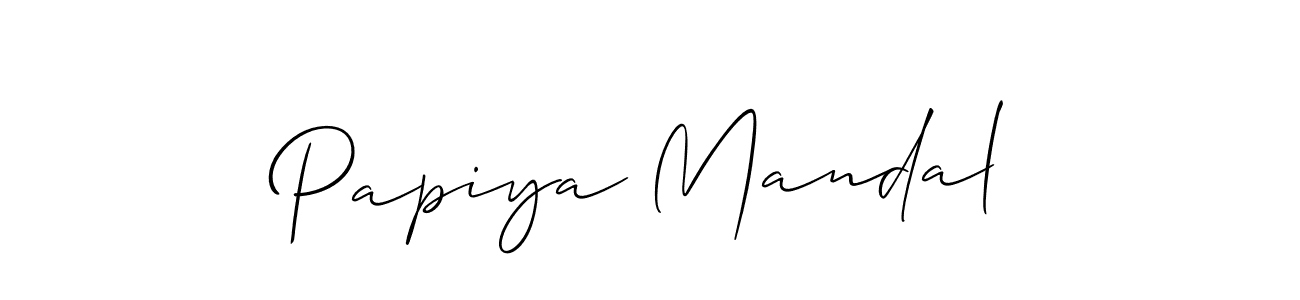 Allison_Script is a professional signature style that is perfect for those who want to add a touch of class to their signature. It is also a great choice for those who want to make their signature more unique. Get Papiya Mandal name to fancy signature for free. Papiya Mandal signature style 2 images and pictures png