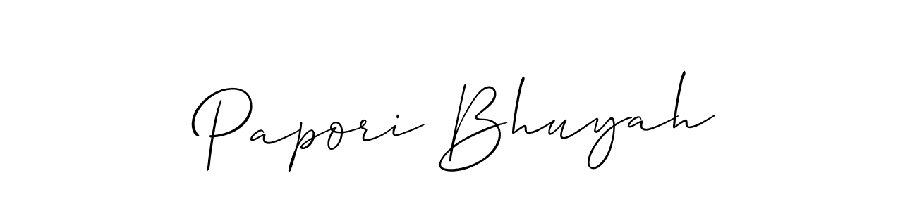Use a signature maker to create a handwritten signature online. With this signature software, you can design (Allison_Script) your own signature for name Papori Bhuyah. Papori Bhuyah signature style 2 images and pictures png