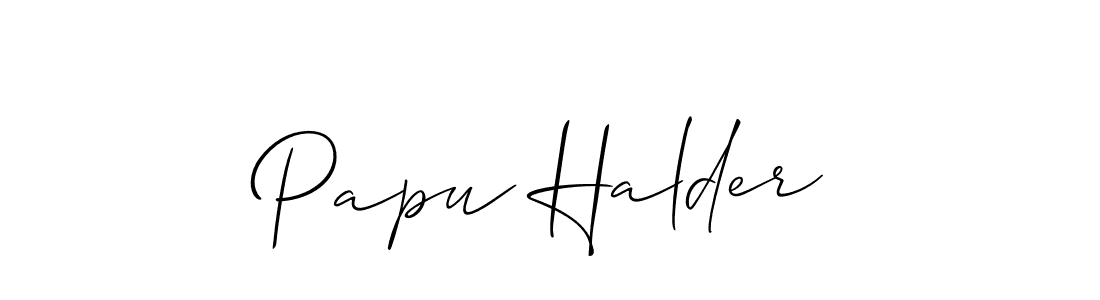 The best way (Allison_Script) to make a short signature is to pick only two or three words in your name. The name Papu Halder include a total of six letters. For converting this name. Papu Halder signature style 2 images and pictures png