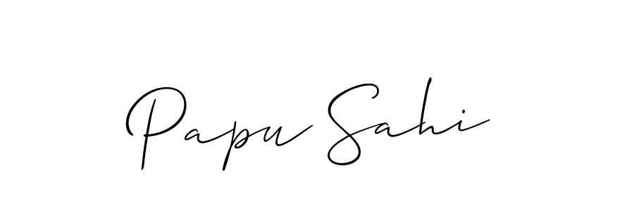 The best way (Allison_Script) to make a short signature is to pick only two or three words in your name. The name Papu Sahi include a total of six letters. For converting this name. Papu Sahi signature style 2 images and pictures png
