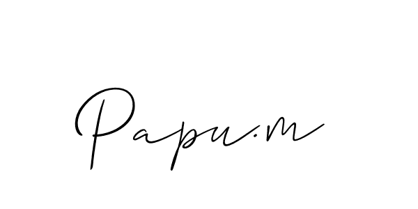 Create a beautiful signature design for name Papu.m. With this signature (Allison_Script) fonts, you can make a handwritten signature for free. Papu.m signature style 2 images and pictures png