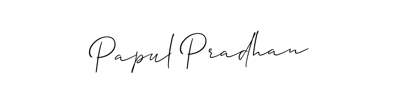 Papul Pradhan stylish signature style. Best Handwritten Sign (Allison_Script) for my name. Handwritten Signature Collection Ideas for my name Papul Pradhan. Papul Pradhan signature style 2 images and pictures png