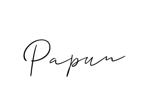 Create a beautiful signature design for name Papun. With this signature (Allison_Script) fonts, you can make a handwritten signature for free. Papun signature style 2 images and pictures png