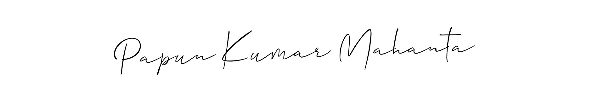 The best way (Allison_Script) to make a short signature is to pick only two or three words in your name. The name Papun Kumar Mahanta include a total of six letters. For converting this name. Papun Kumar Mahanta signature style 2 images and pictures png