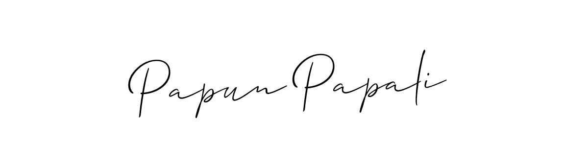 Use a signature maker to create a handwritten signature online. With this signature software, you can design (Allison_Script) your own signature for name Papun Papali. Papun Papali signature style 2 images and pictures png