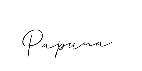 Design your own signature with our free online signature maker. With this signature software, you can create a handwritten (Allison_Script) signature for name Papuna. Papuna signature style 2 images and pictures png