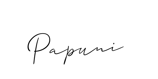 You should practise on your own different ways (Allison_Script) to write your name (Papuni) in signature. don't let someone else do it for you. Papuni signature style 2 images and pictures png