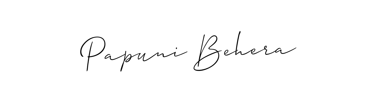 Allison_Script is a professional signature style that is perfect for those who want to add a touch of class to their signature. It is also a great choice for those who want to make their signature more unique. Get Papuni Behera name to fancy signature for free. Papuni Behera signature style 2 images and pictures png