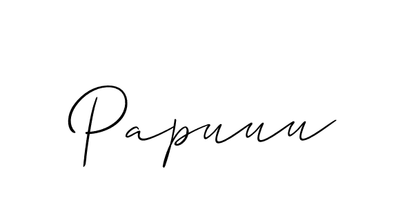 Use a signature maker to create a handwritten signature online. With this signature software, you can design (Allison_Script) your own signature for name Papuuu. Papuuu signature style 2 images and pictures png