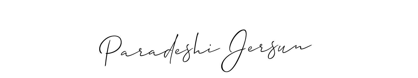 Allison_Script is a professional signature style that is perfect for those who want to add a touch of class to their signature. It is also a great choice for those who want to make their signature more unique. Get Paradeshi Jersun name to fancy signature for free. Paradeshi Jersun signature style 2 images and pictures png