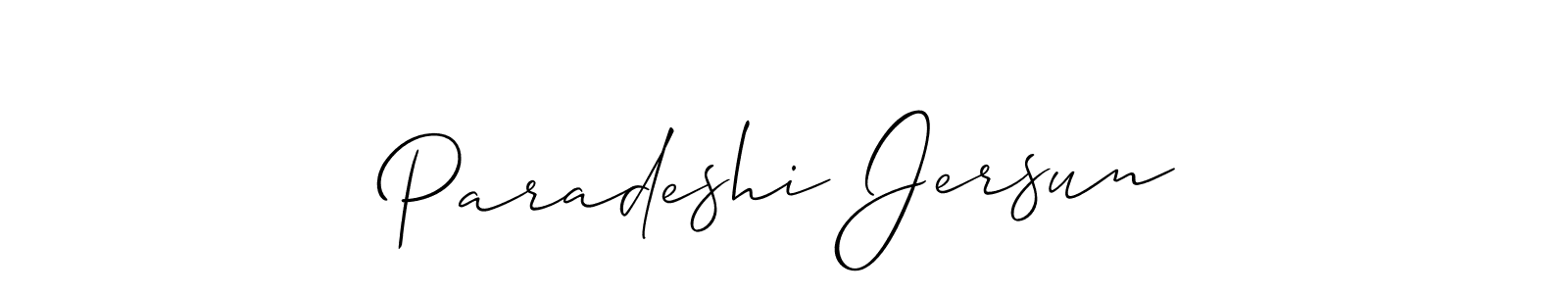 Allison_Script is a professional signature style that is perfect for those who want to add a touch of class to their signature. It is also a great choice for those who want to make their signature more unique. Get Paradeshi Jersun name to fancy signature for free. Paradeshi Jersun signature style 2 images and pictures png